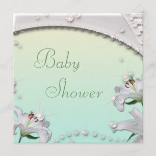 Schöne Lilien und Glitzern-tadellose Baby-Dusche Einladung