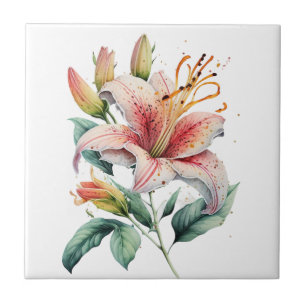 Schöne Lily Vintage-Botanik-Keramikfliese Fliese