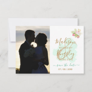 Schöne Lime Green 💚 Botanical Boho Wedding Save The Date