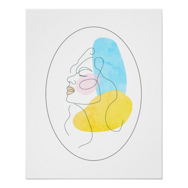 Schöne Linde Lady Blue Yellow Art Poster (Vorderseite)