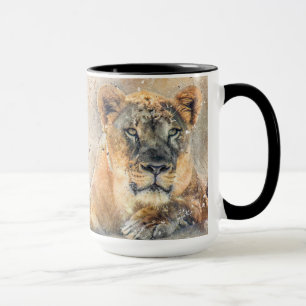 Schöne Lioness Fotografie Moderne Wasserfarbe Tasse