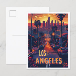 Schöne Los Angeles USA Illustration Travel Postkarte