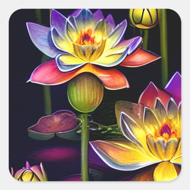 Schöne Lotus-Blume Quadratischer Aufkleber (Vorderseite)