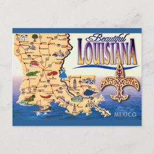 Schöne Louisiana-Karte als Postkarte