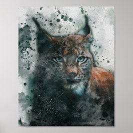 schöne Luchs Katze ästhetische Aquarellmalerei Poster