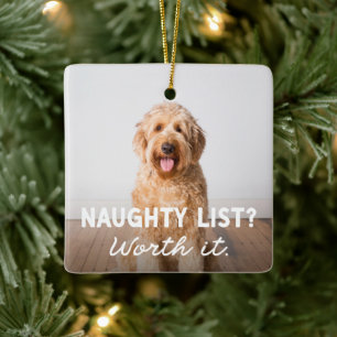 Schöne, lustige zwei-Foto-Pet-Schmuckliste Keramikornament