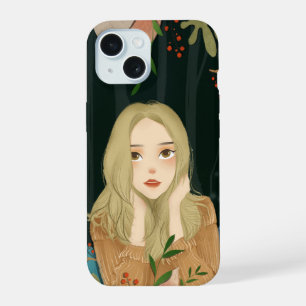 Schöne Mädchen-Illustration Handyhülle iPhone 15 Hülle