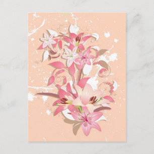 Schöne, Mädchenhafte, trendige, vintage rosa weiße Postkarte