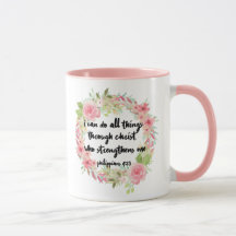 Schöne Mädchenphilippians-4:13 Rosa-Rosen-Tasse