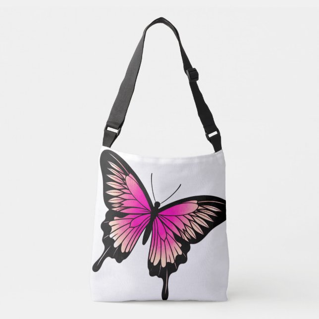 Schöne Magenta Butterfly Cross Body Toag Tragetaschen Mit Langen Trägern (Vorderseite)