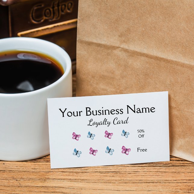 Schöne Magenta Rosa und Blauer Schmetterling Loyal Treuekarte (Von Creator hochgeladen)