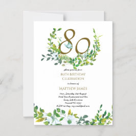 Schöne Magnetic 80. Geburtstag Einladungen Leafy