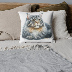 Schöne Maine Coon Katze  Kissen