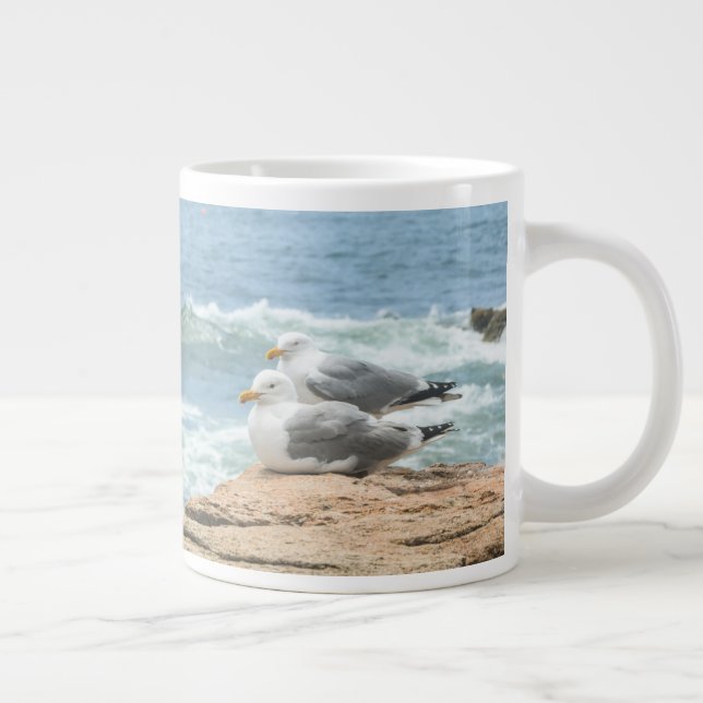 Schöne Maine Küste Acadia Seagulls Jumbo-Tasse (Rechts)