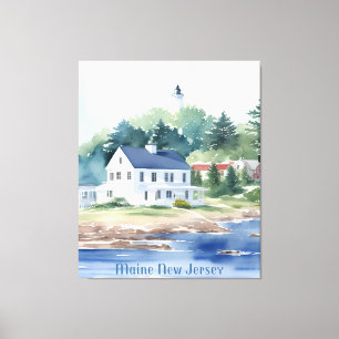 Schöne Maine New Jersey Wasserfarben Kunst Leinwanddruck