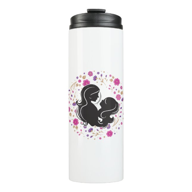 Schöne Mama, farbenfrohe Blume Thermosbecher (Vorderseite)