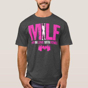 Schöne Mama in Liebe mit Fitness Herz Dumbell T-Shirt