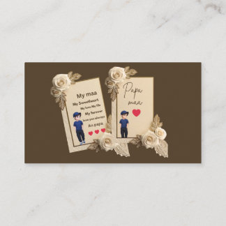 Schöne Mama Papa Liebeskarte | Mein Maa Papa Herz  Visitenkarte