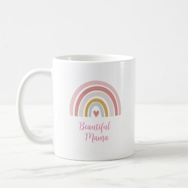 schöne Mama-Tasse mit rosa Regenbogenmutter Kaffeetasse (Links)