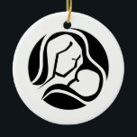 Schöne Mama und Schwarz-weißes Baby Keramik Ornament<br><div class="desc">Eine niedliche Mutter,  die ihr Kind für eine Mama pflegt,  die ihr Neugeborenes oder Kleinkind stillen lässt. Seien Sie stolz auf Ihr Stillen. Gut geeignet für stillende Mütter.</div>