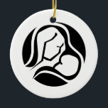 Schöne Mama und Schwarz-weißes Baby Keramik Ornament<br><div class="desc">Eine niedliche Mutter,  die ihr Kind für eine Mama pflegt,  die ihr Neugeborenes oder Kleinkind stillen lässt. Seien Sie stolz auf Ihr Stillen. Gut geeignet für stillende Mütter.</div>