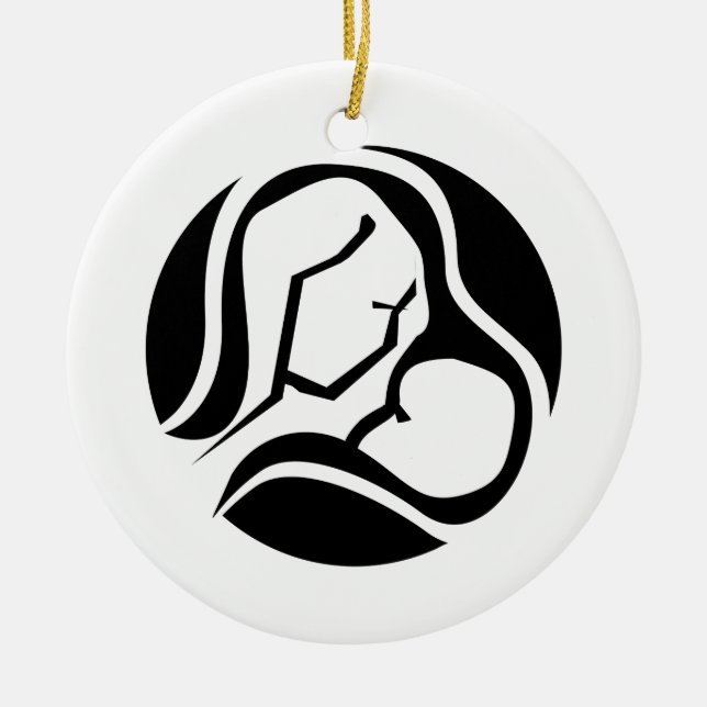 Schöne Mama und Schwarz-weißes Baby Keramik Ornament (Vorne)