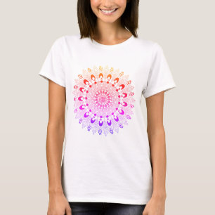 Schöne Mandala-Blumen-Farbige Ombre-Design T-Shirt