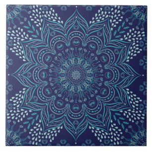 Schöne Mandala-Keramik   blau, aquamarin Fliese