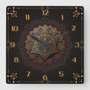 Schöne Mandala Quadratische Wanduhr