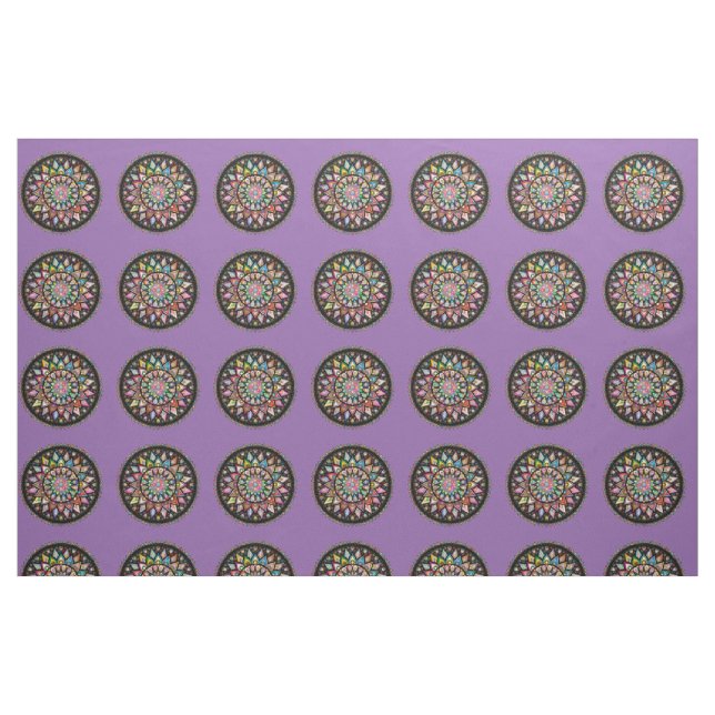 Schöne Mandalase auf lila Hintergrund Stoff (Fat Quarter (45,7 x 55,9 cm))