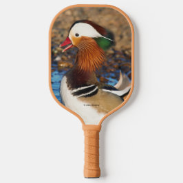 Schöne Mandarin-Duck im Teich Pickleball Schläger