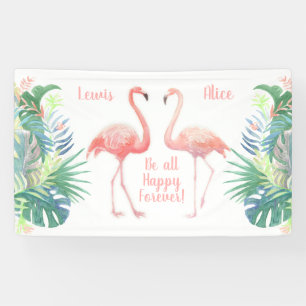 Schöne Märchen für zwei Flamingo Tropical Blume Banner