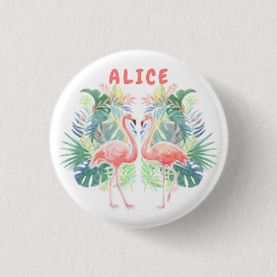 Schöne Märchen für zwei Flamingo Tropical Blume Button