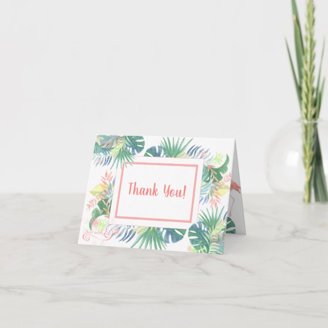 Schöne Märchen für zwei Flamingo Tropical Blume Dankeskarte (Vorderseite)