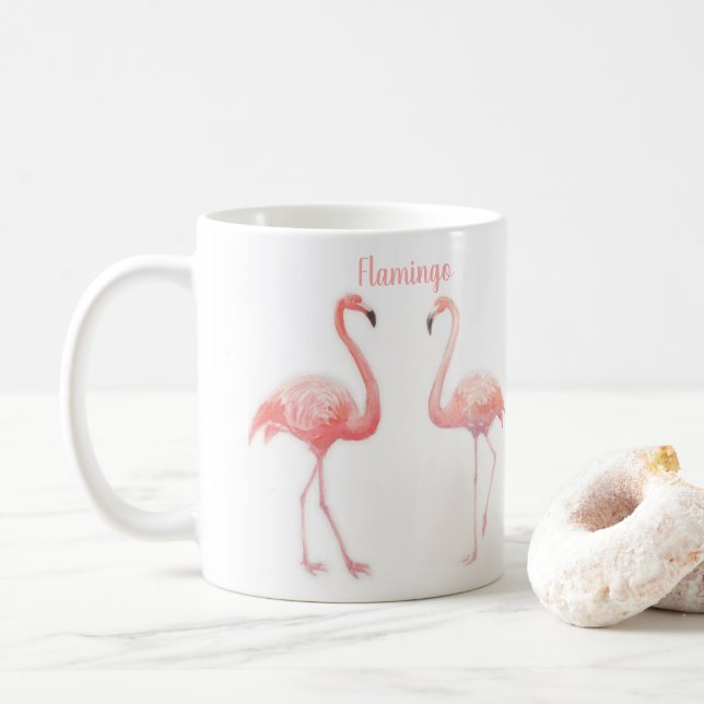 Schöne Märchen für zwei Flamingo Tropical Blume Kaffeetasse (Mit Donut)