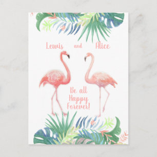 Schöne Märchen für zwei Flamingo Tropical Blume Postkarte