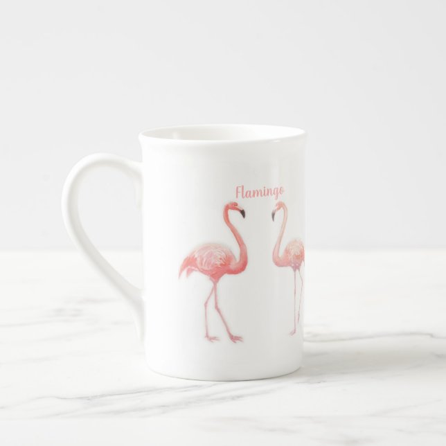 Schöne Märchen für zwei Flamingo Tropical Blume Prozellantasse (Links)