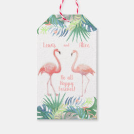 Schöne Märchen für zwei Flamingo - Wasserfarbe Geschenkanhänger