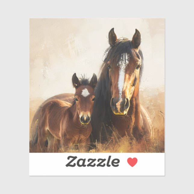 Schöne Mare- und Foal-Malerei Aufkleber (Blatt)