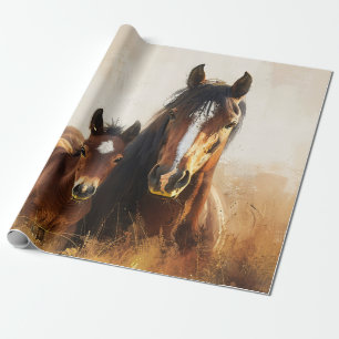 Schöne Mare- und Foal-Malerei Geschenkpapier