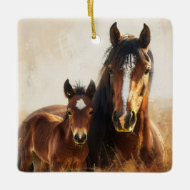 Schöne Mare- und Foal-Malerei Keramikornament