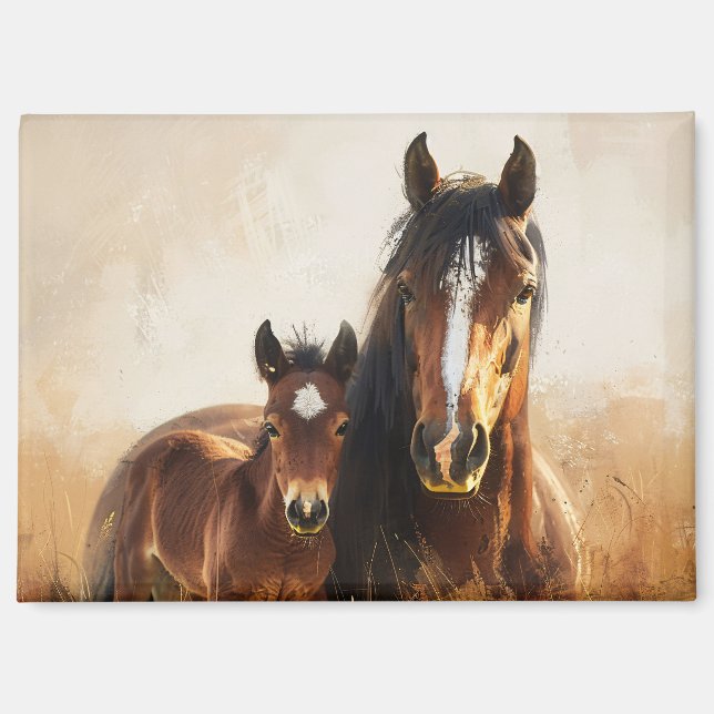 Schöne Mare- und Foal-Malerei Magnet (Vorderseite)