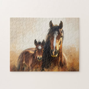 Schöne Mare- und Foal-Malerei Puzzle
