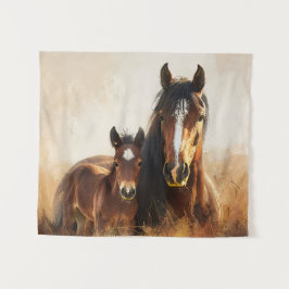 Schöne Mare- und Foal-Malerei Wandteppich