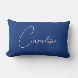 Schöne marineblaue personalisierte rosa Schrift Na Lendenkissen