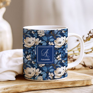 Schöne Marineblumen Personalisierte Blumenkaffee Kaffeetasse