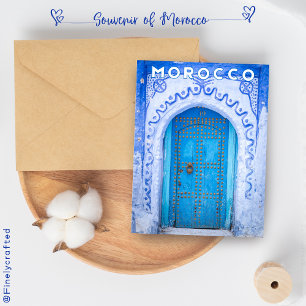 Schöne marokkanische Chefchaouen Blue Medina Door Postkarte