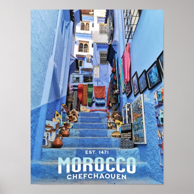 Schöne marokkanische Chefchaouen Blue North City Poster (Vorne)