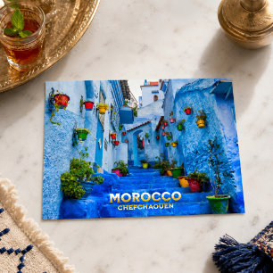 Schöne marokkanische Nord-Medina Blaue Stadt Postkarte