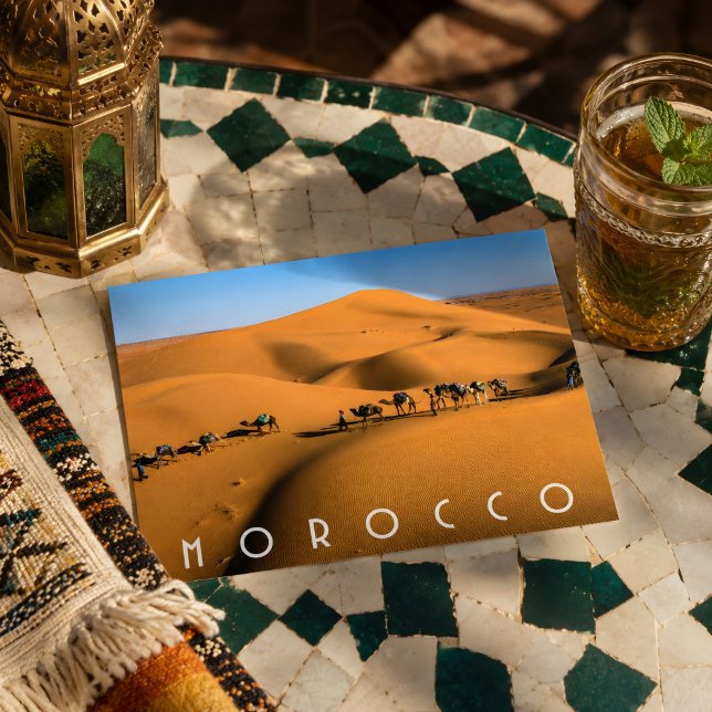 Schöne Marokko Wüste Sahara Camel Riding Trip Postkarte (Morocco Desert Postcard )
